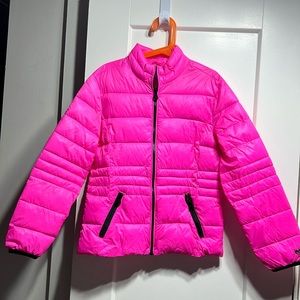 Justice NWOT lightweight neon pink puffer jacket
